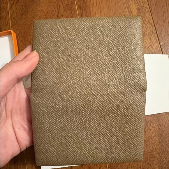 hermes Taupe Leather Envelope Wallet - Picture 2 of 2